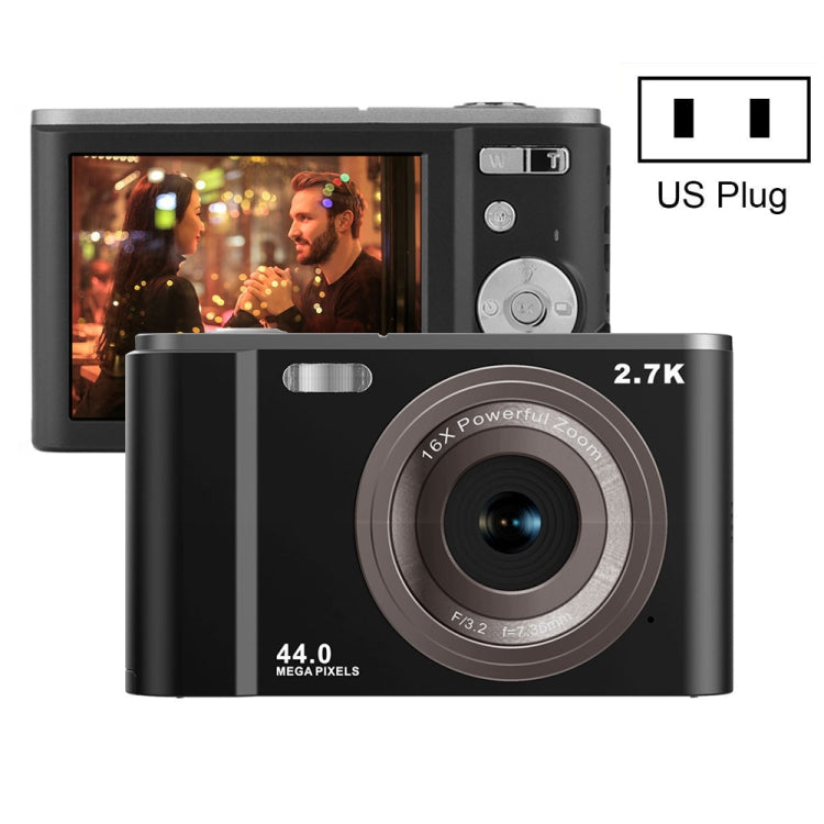 DC302 2,88 Zoll 44MP 16X Zoom 2,7K Full HD Digitalkamera Kinder-Kartenkamera, US-Stecker, DC302, US-Stecker