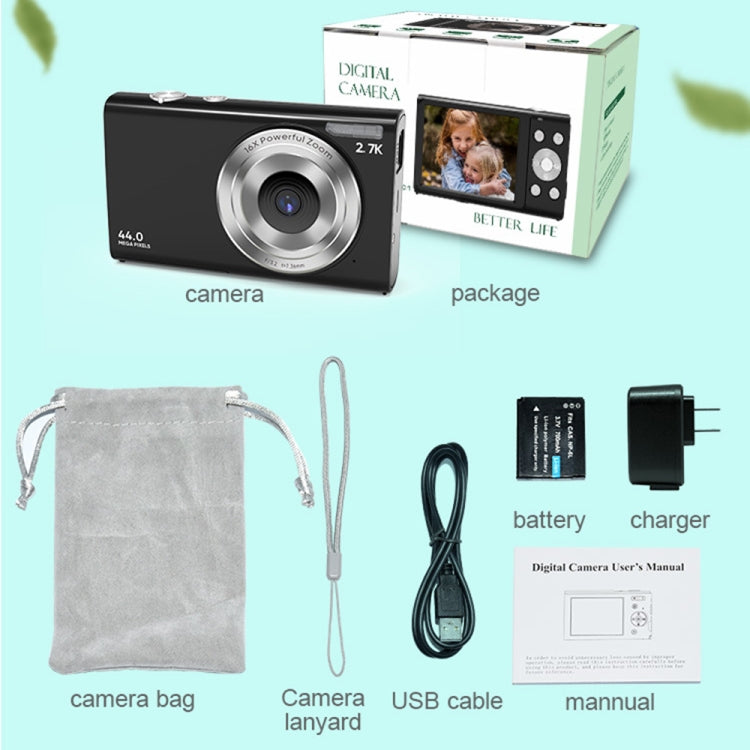 DC402 2,4 Zoll 44MP 16X Zoom 1080P Full HD Digitalkamera Kinder-Kartenkamera, EU-Stecker, EU-Stecker