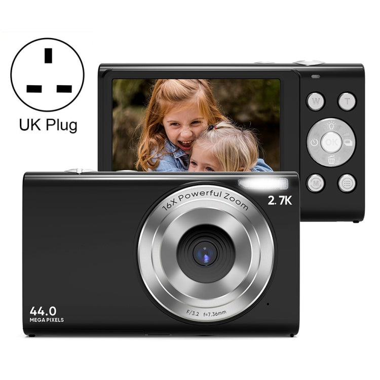 DC402 2,4 Zoll 44MP 16X Zoom 2,7K Full HD Digitalkamera Kinder-Kartenkamera, UK-Stecker, UK-Stecker