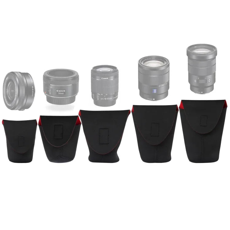 5-in-1-SLR-Kameraobjektiv-Paket, verdickte, stoßfeste Neopren-Objektivaufbewahrungstasche mit Klebeverschluss, 5 in 1