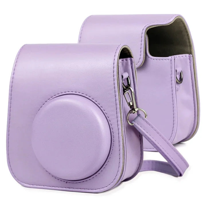 Leder-Kameratasche mit Schultergurt für FUJIFILM Instax mini 11, Lila