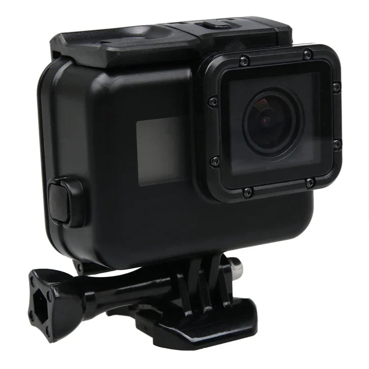 2-in-1-Schutzhülle für GoPro HERO6/5 mit Touchscreen + wasserdichtem Gehäuse bis 45 m (Objektiv muss für die Montage demontiert werden) inklusive Schnallenbefestigung und Gewindespindel (Objektiv muss demontiert werden).