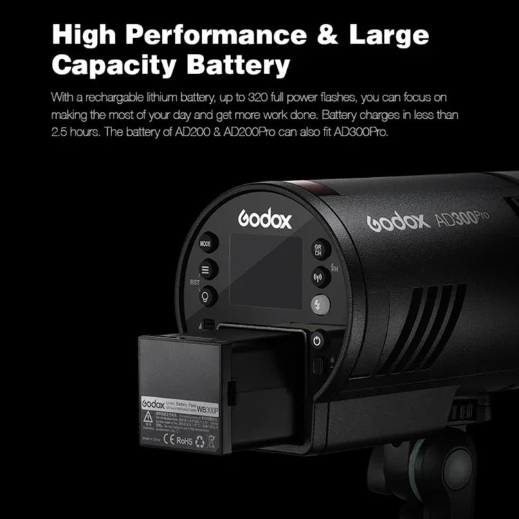Godox  AD300 Pro 300Ws TTL HSS Pocket Flash Outdoor Speedlite Light Kits, AD300 Pro