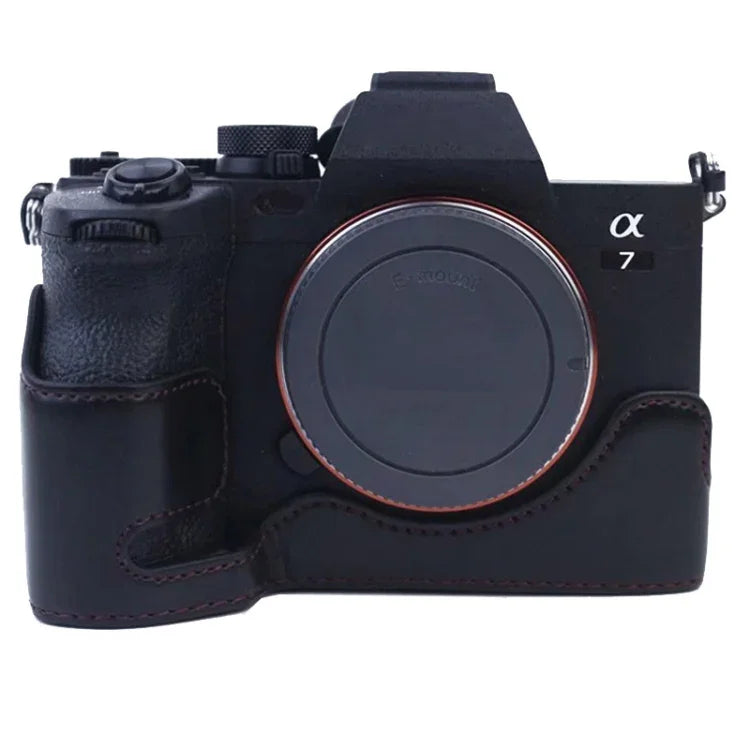 1/4-Zoll-Gewinde, PU-Leder-Kameratasche (Halbtasche) für Sony A7 IV, passend für Sony A7 IV