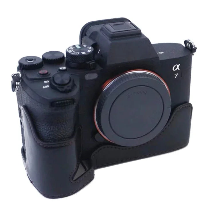 1/4-Zoll-Gewinde, PU-Leder-Kameratasche (Halbtasche) für Sony A7 IV, passend für Sony A7 IV