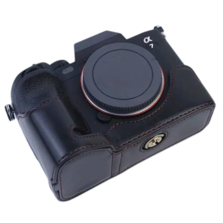 1/4-Zoll-Gewinde, PU-Leder-Kameratasche (Halbtasche) für Sony A7 IV, passend für Sony A7 IV