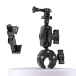 360 Rotation Adjustable Action Camera Bike Motorcycle Handlebar Holder with Phone Clamp, Standard Version with Phone Clamp