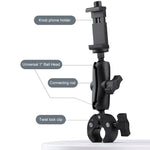 Erweiterte Version 360° drehbare, verstellbare Action-Kamera-Lenkerhalterung für Fahrrad/Motorrad mit Handyklemme, erweiterte Version mit Handyklemme