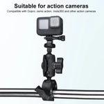 Erweiterte Version 360° drehbare, verstellbare Action-Kamera-Lenkerhalterung für Fahrrad/Motorrad mit Handyklemme, erweiterte Version mit Handyklemme