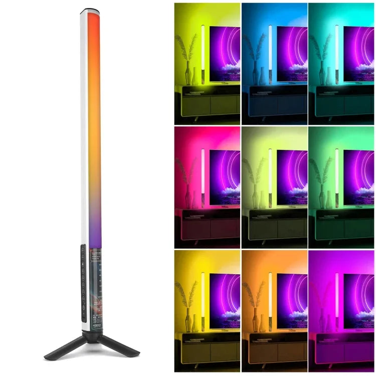 LUXCeO Mood1 50cm RGB Farbige Atmosphären-Rhythmus-LED-Stableuchte für Video und Fotos mit Stativ, 50cm mit Stativ