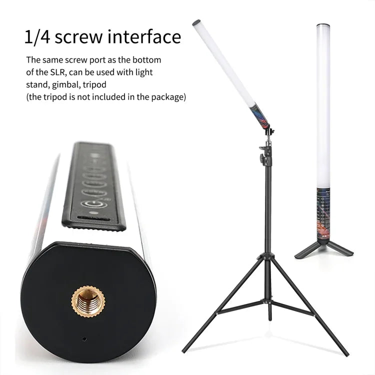 LUXCeO Mood1 50cm RGB Farbige Atmosphären-Rhythmus-LED-Stableuchte für Video und Fotos mit Stativ, 50cm mit Stativ