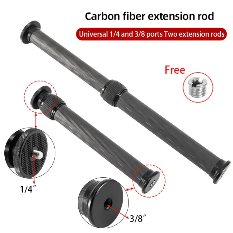 BEXIN P262C 235 mm–396 mm Stativverlängerungsstange aus Kohlefaser, Mittelsäulenverlängerung, P262C