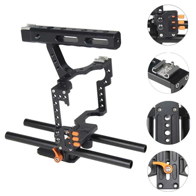 YELANGU YLG0904A Griff-Kamerakäfig-Stabilisator für Panasonic Lumix DMC-GH4 / Sony A7 &amp; A7S &amp; A7R &amp; A7RII &amp; A7SII