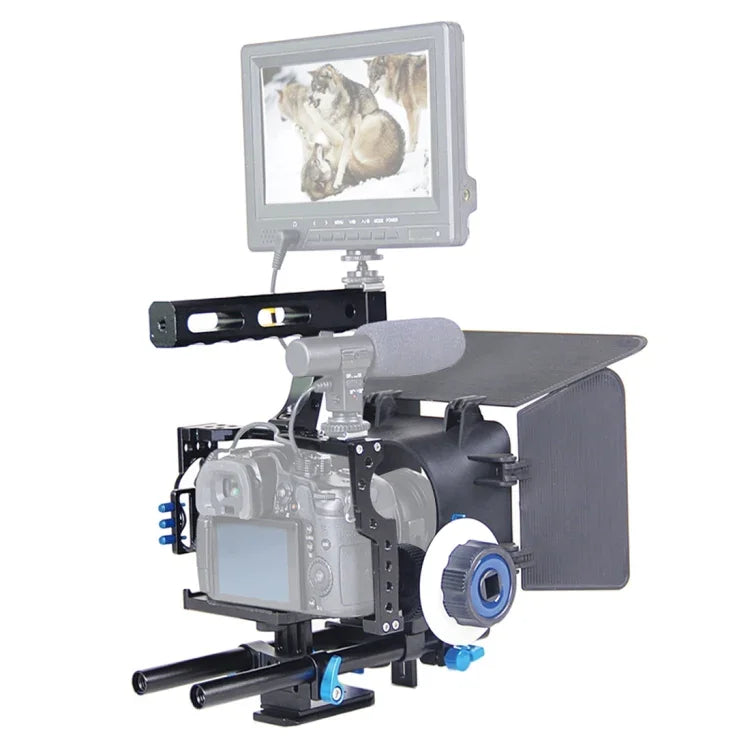 YELANGU YLG1105A Griff-Videokamera-Käfig-Stabilisator-Kit mit Matte Box &amp; Follow Focus für Panasonic Lumix DMC-GH4 &amp; G7 / Sony A7 &amp; A7S &amp; A7R &amp; A7RII &amp; A7SII, YLG1105A