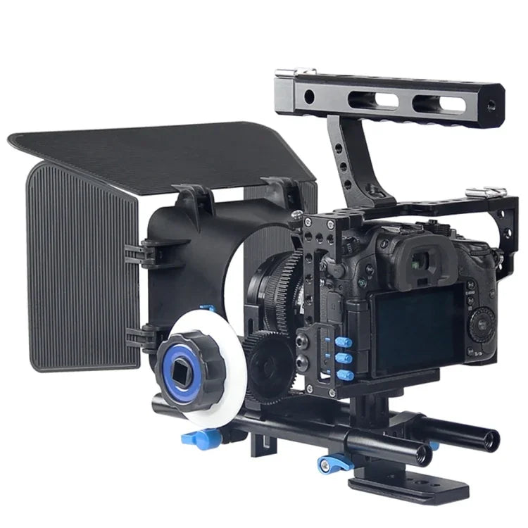 YELANGU YLG1105A Griff-Videokamera-Käfig-Stabilisator-Kit mit Matte Box &amp; Follow Focus für Panasonic Lumix DMC-GH4 &amp; G7 / Sony A7 &amp; A7S &amp; A7R &amp; A7RII &amp; A7SII, YLG1105A
