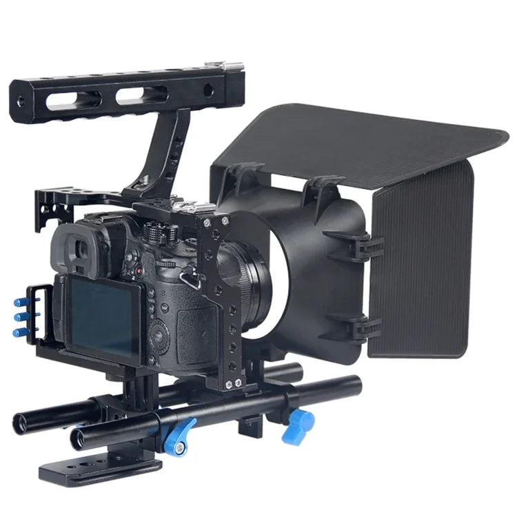 YELANGU YLG1105A Griff-Videokamera-Käfig-Stabilisator-Kit mit Matte Box &amp; Follow Focus für Panasonic Lumix DMC-GH4 &amp; G7 / Sony A7 &amp; A7S &amp; A7R &amp; A7RII &amp; A7SII, YLG1105A