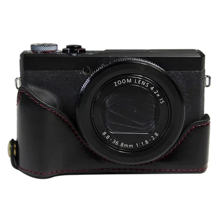Halbtasche aus PU-Leder mit 1/4-Zoll-Gewinde für Canon G7 X Mark III / G7 X3