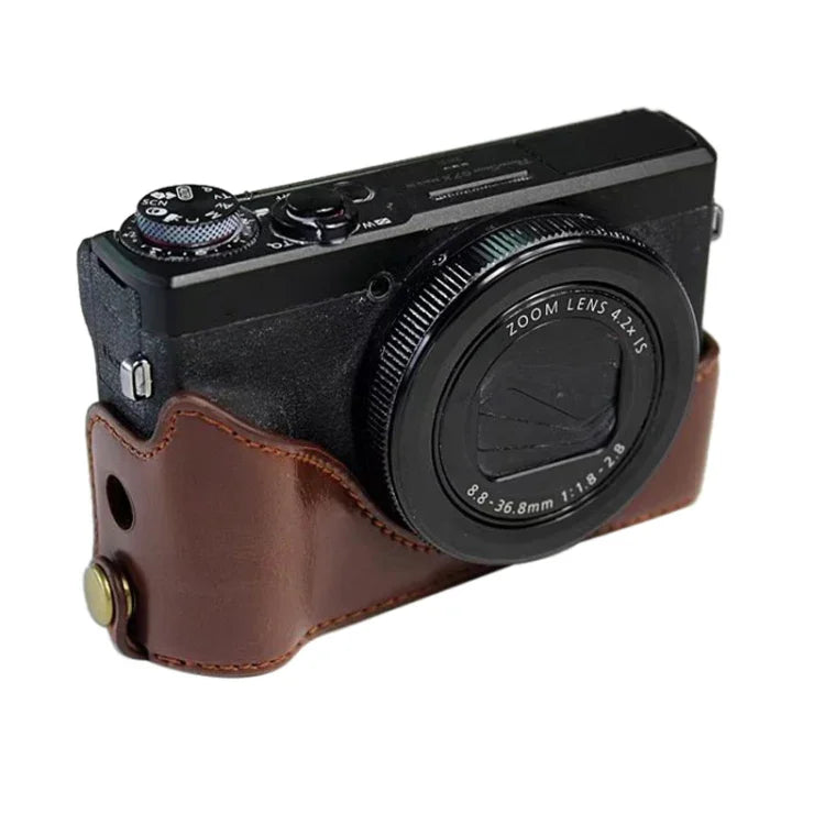 Halbtasche aus PU-Leder mit 1/4-Zoll-Gewinde für Canon G7 X Mark III / G7 X3