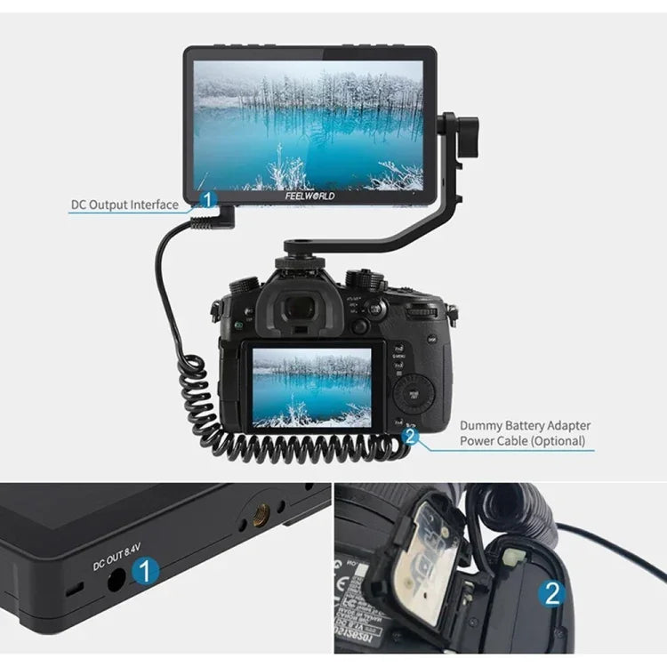 FEELWORLD F5 Pro V4 6-Zoll-Touchscreen-Feldmonitor für DSLR-Kameras mit 3D-LUT, 4K-HDMI-Ein- und -Ausgang sowie Neigearm, F5 Pro V4