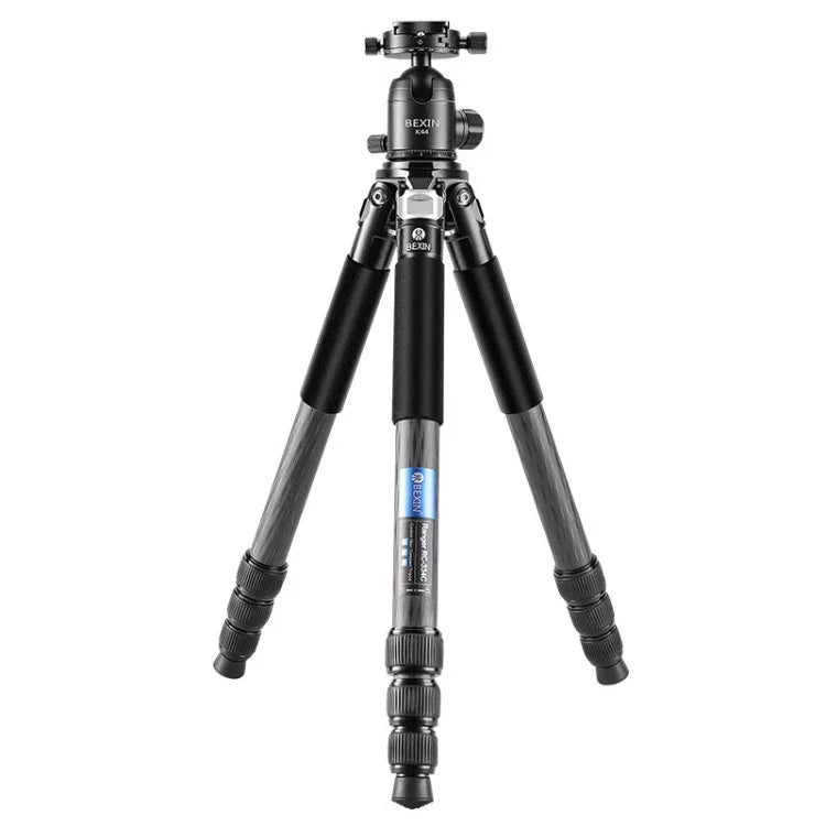 BEXIN RC334 Tragbares, zusammenklappbares Kamerastativ aus Kohlefaser mit K44 Panorama-Kugelkopf, RC334+K44
