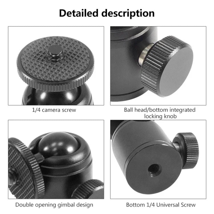 BEXIN K18A Mini-Panorama-Kugelkopf aus Metall mit 360°-Drehung, K18A