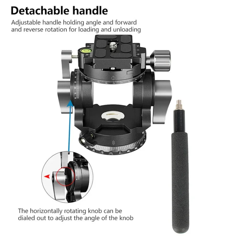 BEXIN DT-02S/S 2D 360° Panorama-Stativkopf mit Fluid-Dämpfung und Schnellwechselplatte, DT-02S/S