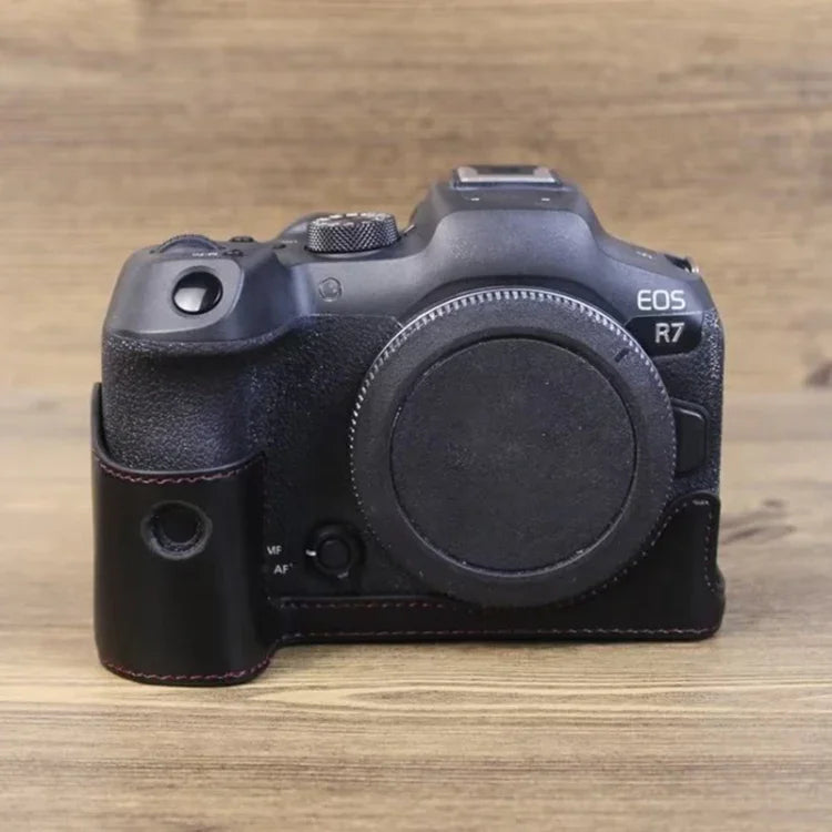 Halbtasche aus PU-Leder mit 1/4-Zoll-Gewinde für Canon EOS R7