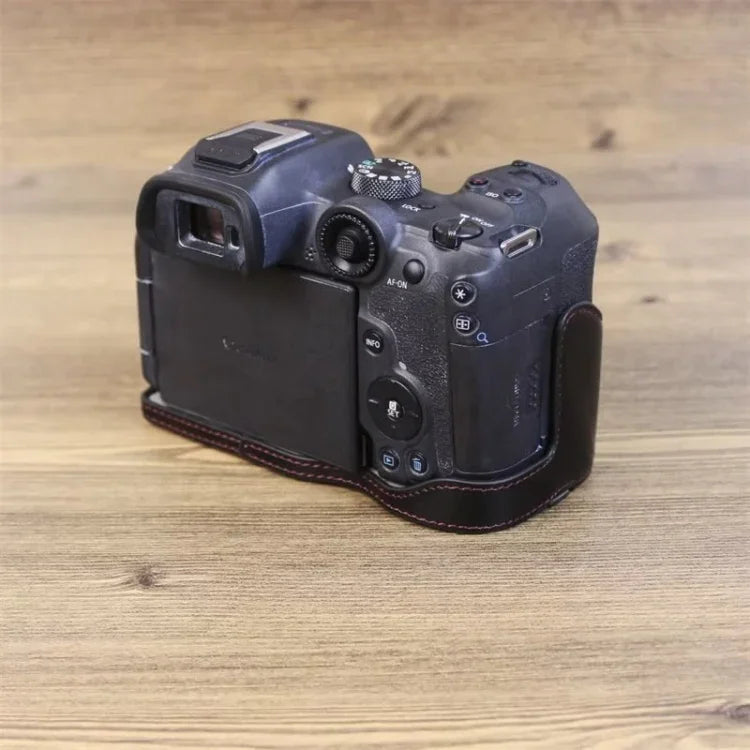 For Canon EOS R7 1/4 inch Thread PU Leather Camera Half Case Base, For Canon EOS R7