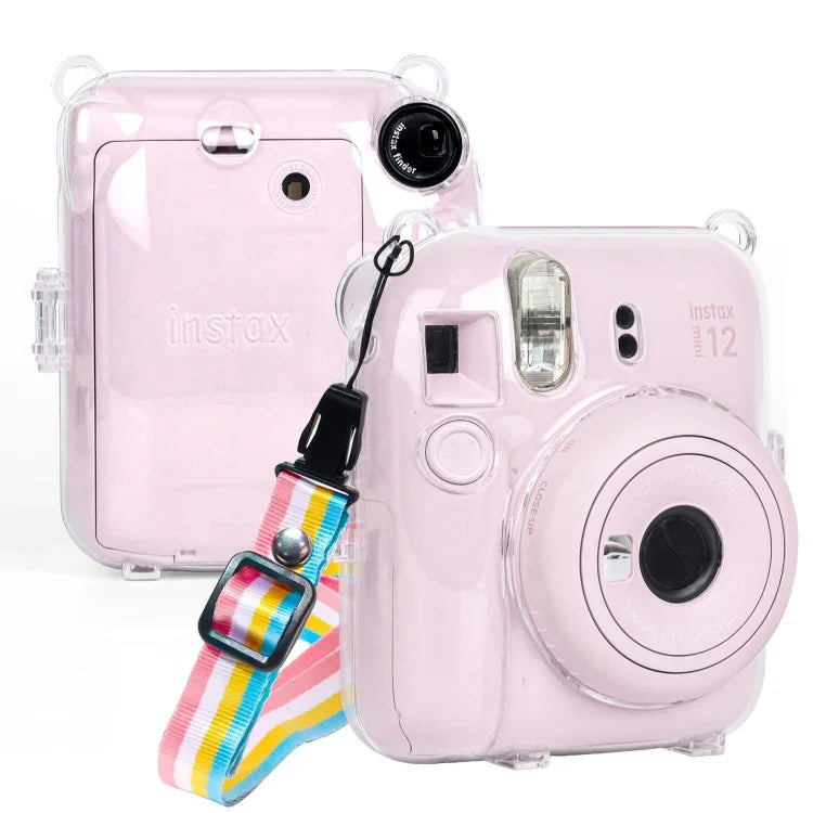 Kristallklare Hartschalen-Kameratasche mit Schultergurt für FUJIFILM Instax mini 12