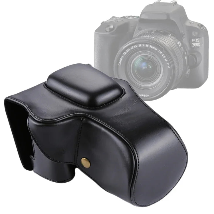 Ganzkörper-Kameratasche aus PU-Leder für Canon EOS 200D (18-55mm Objektiv), für EOS 200D