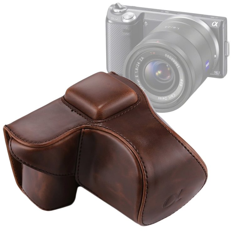 Ganzkörper-Kameratasche aus PU-Leder mit Tragegurt für Sony NEX 5N / 5R / 5T (16-50 mm / 18-55 mm Objektiv), für Sony NEX 5N