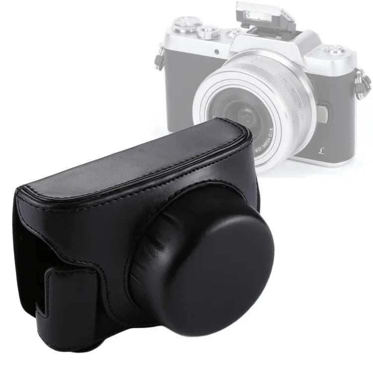 Vollformat-Kameratasche aus PU-Leder mit Tragegurt für Panasonic Lumix GF7 / GF8 / GF9 (12-32 mm / 14-42 mm Objektiv), für Lumix GF7