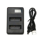LCD Screen Dual Batteries Charger with USB Cable for Xiaoyi 4K Sport Camera, Displays Charging Capacity (XM47), LCD Screen Battery Charger