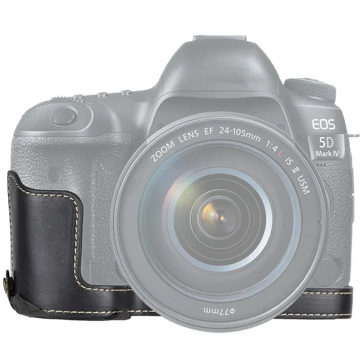 Halbtasche aus PU-Leder mit 1/4-Zoll-Gewinde für Canon EOS 5D Mark IV / 5D Mark III und Canon 5D4