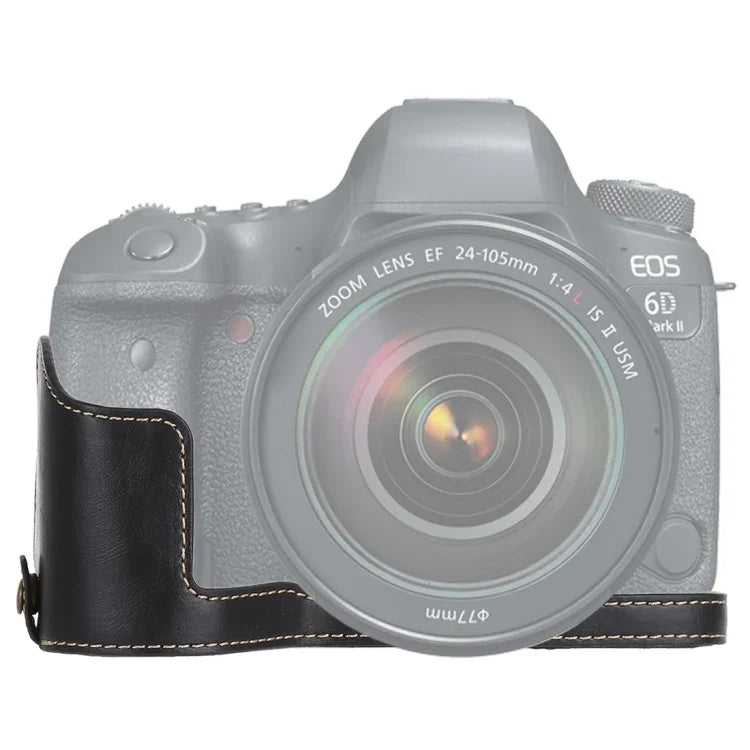 Halbtasche aus PU-Leder mit 1/4-Zoll-Gewinde für Canon EOS 6D / 6D Mark II und Canon 6D2