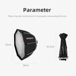 TRIOPO KS55 55cm Speedlite Blitzgerät Achteckiger Parabol-Softbox-Diffusor mit Halterung und Griff, KS55