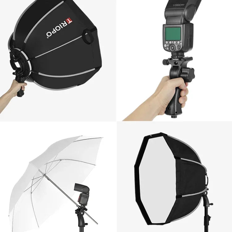 TRIOPO KS55 55cm Speedlite Blitzgerät Achteckiger Parabol-Softbox-Diffusor mit Halterung und Griff, KS55