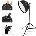 TRIOPO KS55 55cm Speedlite Blitzgerät Achteckiger Parabol-Softbox-Diffusor mit Halterung und Griff, KS55