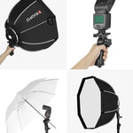 TRIOPO KS90 90cm Dome Speedlite Flash Octagon Parabolic Softbox Diffuser with Bracket Mount Handle for Speedlite, KS90