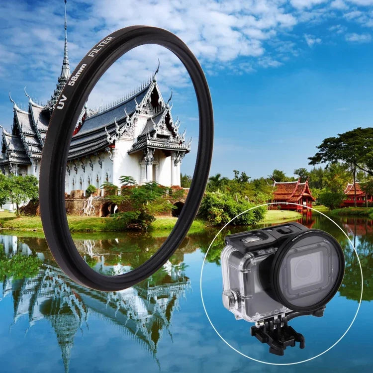 58-mm-3-in-1-Rundfilter mit UV-Schutzkappe für GoPro HERO7 Black/6/5, 58-mm-UV-Linse