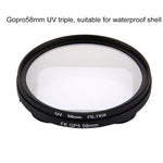 58-mm-3-in-1-Rundfilter mit UV-Schutzkappe für GoPro HERO7 Black/6/5, 58-mm-UV-Linse