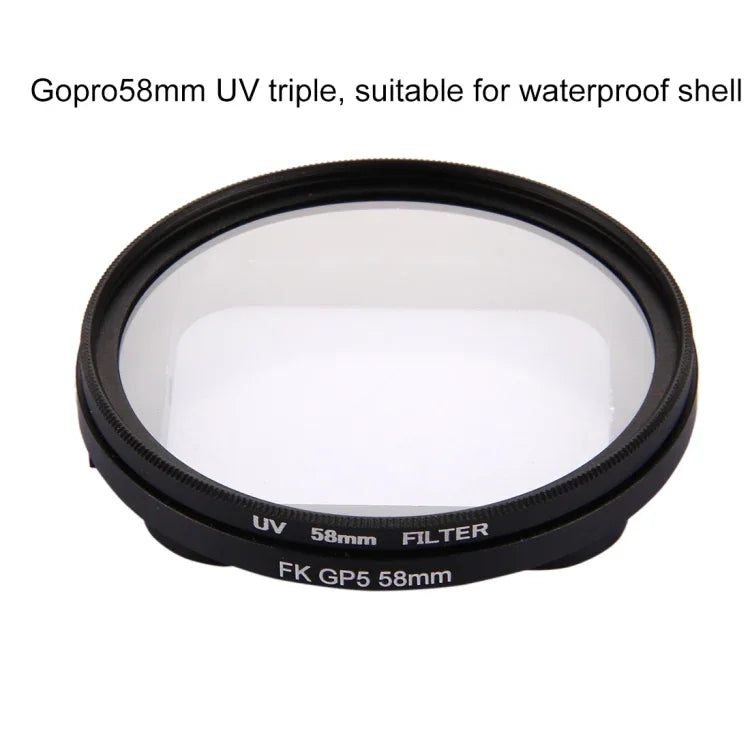 58-mm-3-in-1-Rundfilter mit UV-Schutzkappe für GoPro HERO7 Black/6/5, 58-mm-UV-Linse