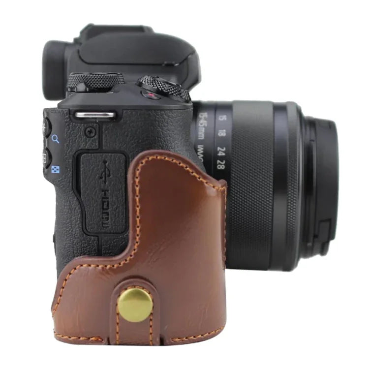 1/4-Zoll-Gewinde, PU-Leder-Kameratasche (Halbtasche) für Canon EOS M50 / M50 Mark II, für Canon EOS M50