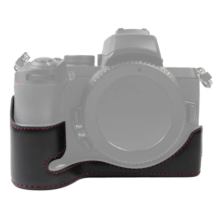 1/4-Zoll-Gewinde, PU-Leder-Kameratasche (Halbtasche) für Nikon Z50, für Nikon Z50