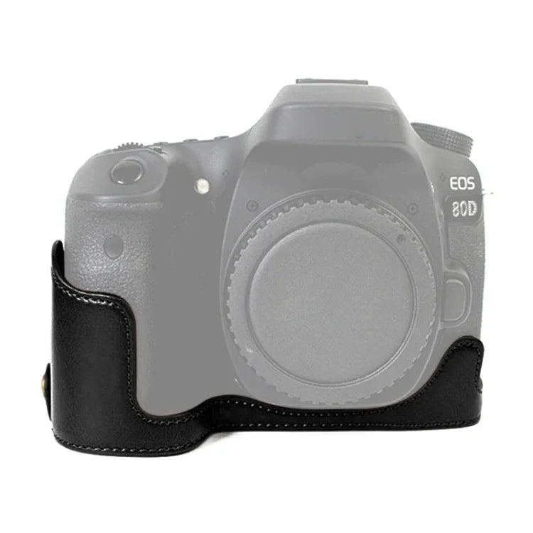 Halbtasche aus PU-Leder mit 1/4-Zoll-Gewinde für Canon EOS 80D / 70D, für Canon EOS 80D