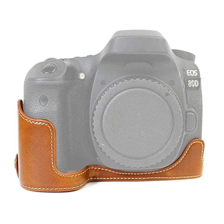 1/4 inch Thread PU Leather Camera Half Case Base for Canon EOS 80D / 70D, For Canon EOS 80D