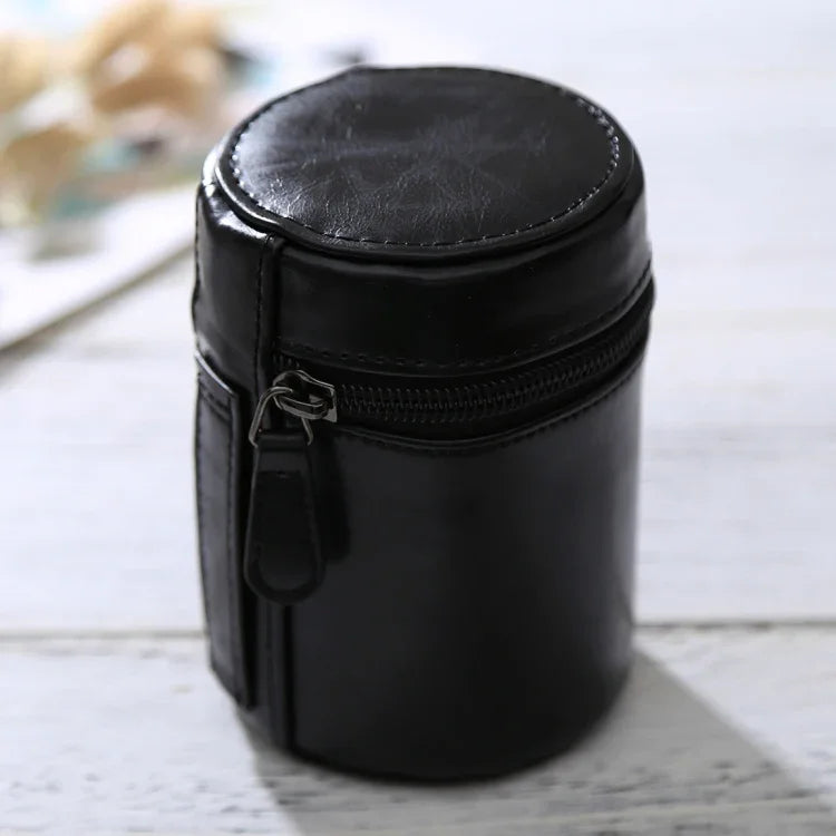 Kleines Objektivetui mit Reißverschluss aus PU-Leder für DSLR-Kameraobjektive, Größe: 11 x 8 x 8 cm, 11 x 8 cm (Braun), 11 x 8 cm (Kaffee), 11 x 8 cm (Schwarz)