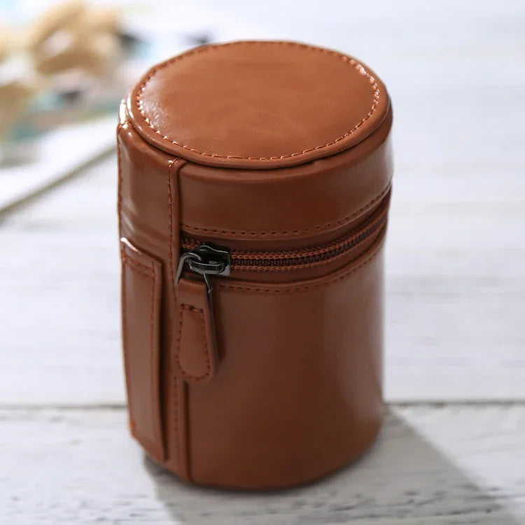 Kleines Objektivetui mit Reißverschluss aus PU-Leder für DSLR-Kameraobjektive, Größe: 11 x 8 x 8 cm, 11 x 8 cm (Braun), 11 x 8 cm (Kaffee), 11 x 8 cm (Schwarz)