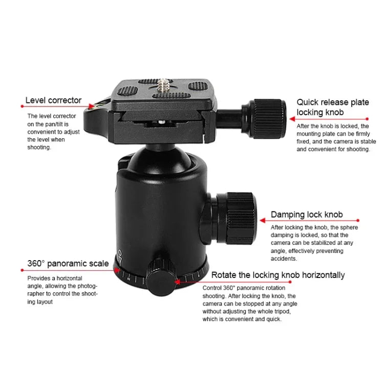 TRIOPO T226 Adjustable Portable  Aluminum Alloy Tripod with D-0 Ball Head for SLR Camera, T226