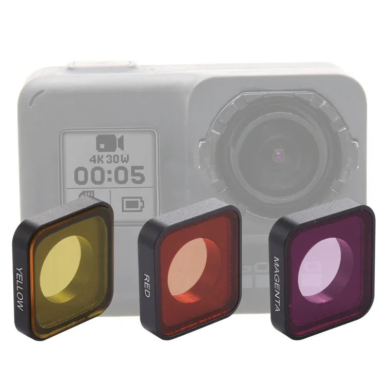 3-in-1-Aufsteck-Farbfilter (Rot/Gelb/Violett) für GoPro HERO6/5, Rot/Gelb/Violett-Farblinse